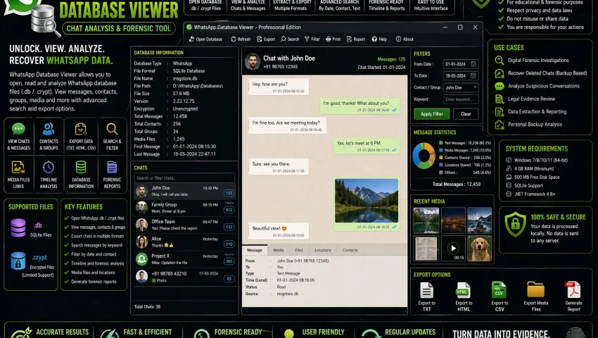 WhatsApp Database Viewer – Chat Analysis & Forensic Tool