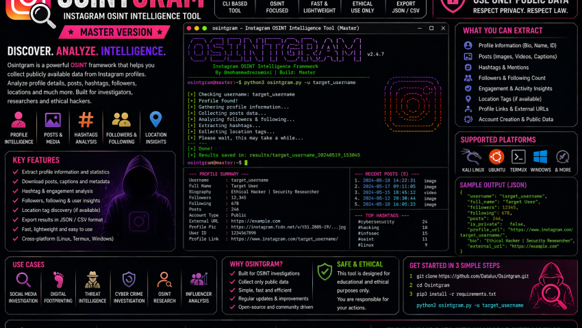 Osintgram (Master Version) – Instagram OSINT Intelligence Tool